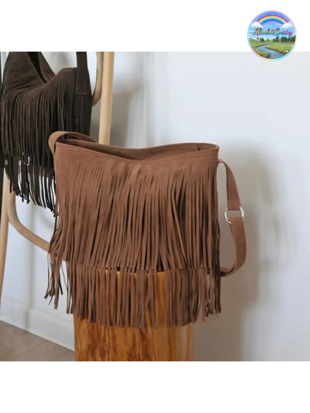 Faux Suede Leather Hobo Crossbody Bag with Tassel Zipper Closure Adjustable